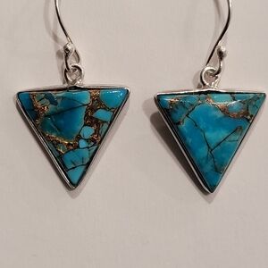 Turquoise Earrings Sterling Silver Genuine Stone